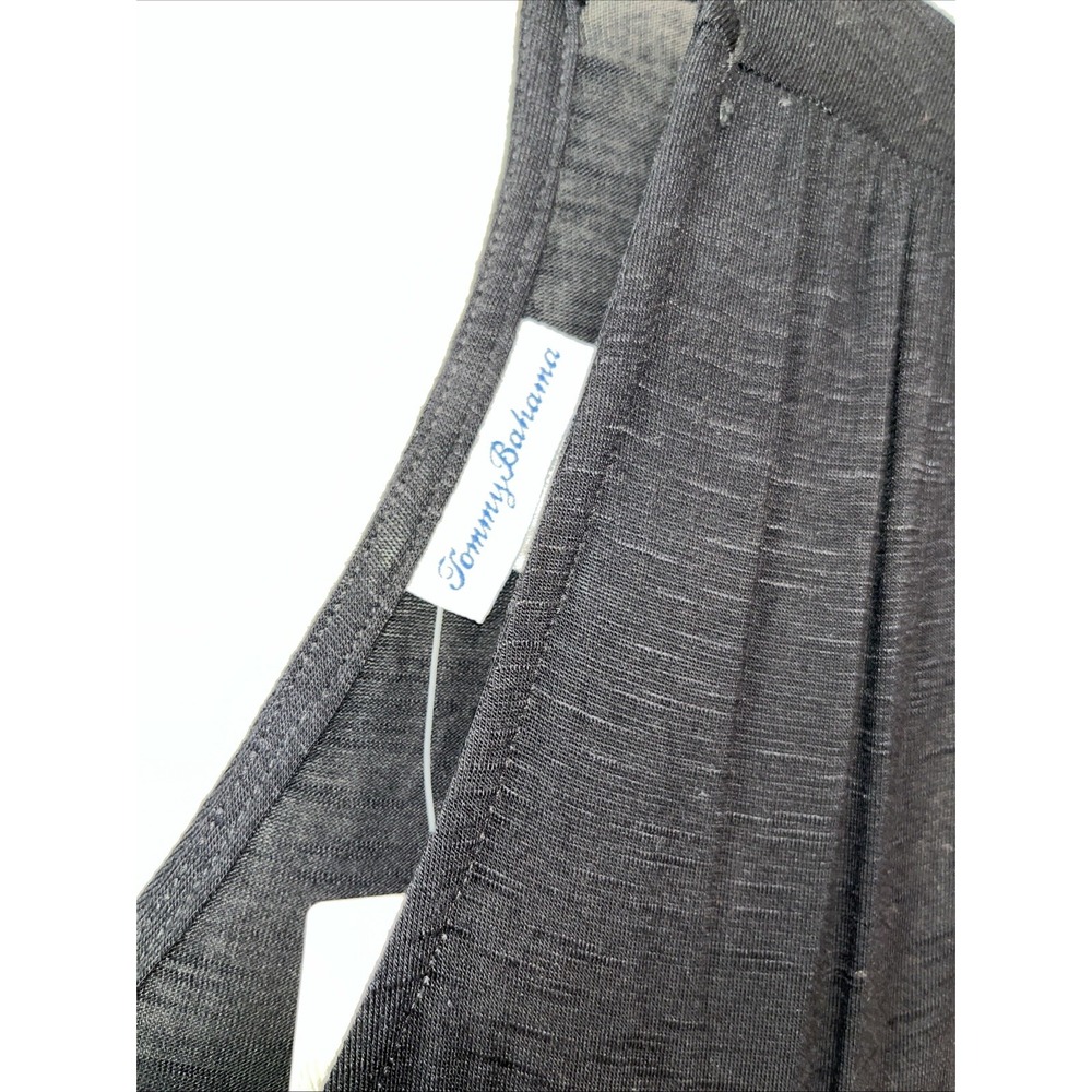 Tommy Bahama Stretch Slub Knit V-neck Maxi Dress Tiered Beach Coverup Black S - Picture 5 of 13